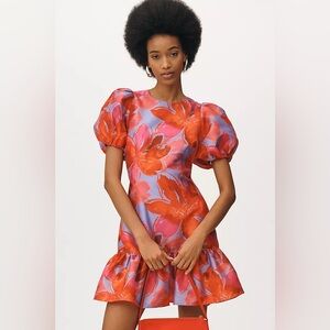 Brand New 2025 Anthropologie Hutch Designs Rayan Puff-Sleeve Ruffled Mini Dress